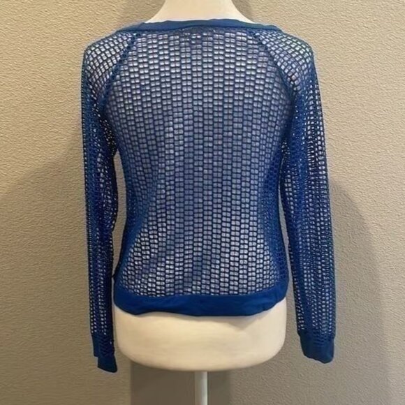 LA Hearts Mesh Long Cobalt Blue Long Sleeve Size Small - Picture 2 of 2